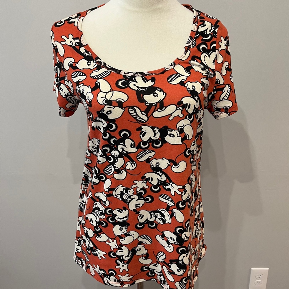 Women’s size small Lularoe Disney Mickey Mouse red orange top short sleeve